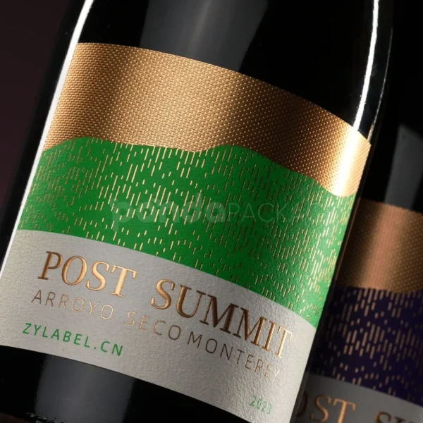 Textured Metallic Wine Label Sticker with Nature-Inspired Color Bands