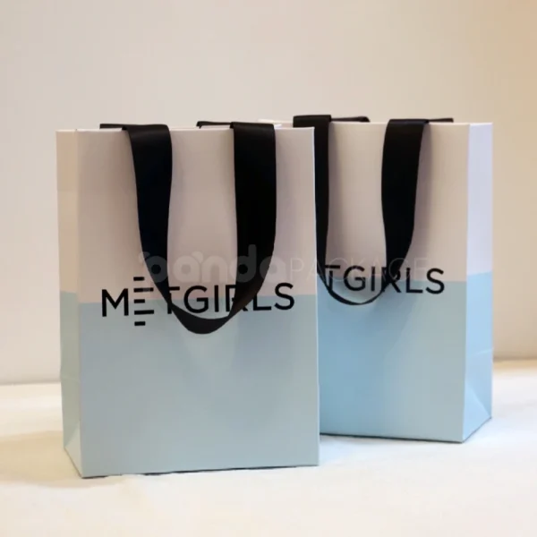 Modern Gradient Paper Shopping Bag with Ribbon Handle