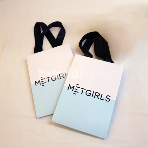 Modern Gradient Paper Shopping Bag with Ribbon Handle