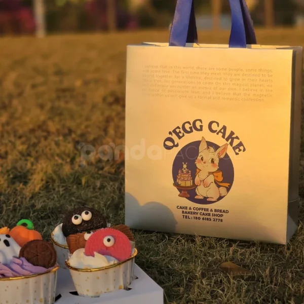 Custom Printed Paper Gift Bag with Blue Handles