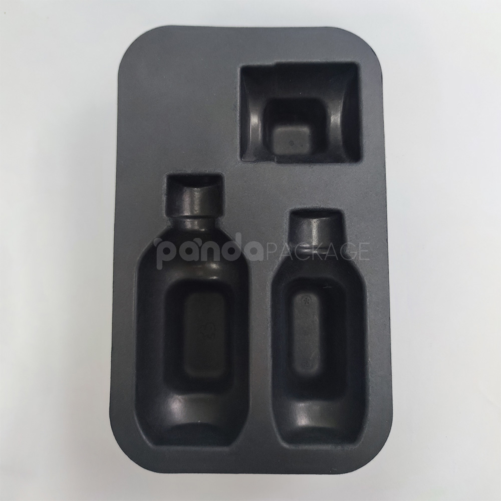 Black Molded Pulp Insert for Premium Bottle Packaging