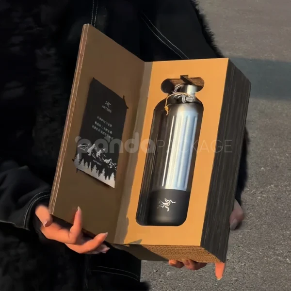 Eco Kraft Bottle Gift Box with Foam Insert and Minimalist Branding