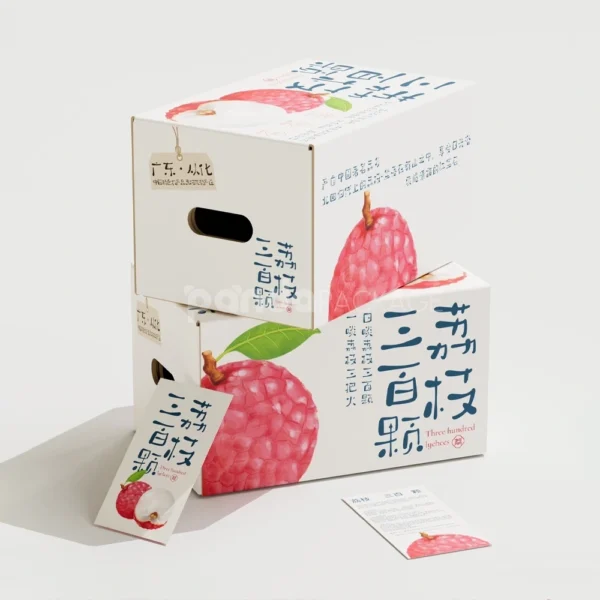 Creative White Fruit Gift Box with Hand-Drawn Pink Guava Illustration