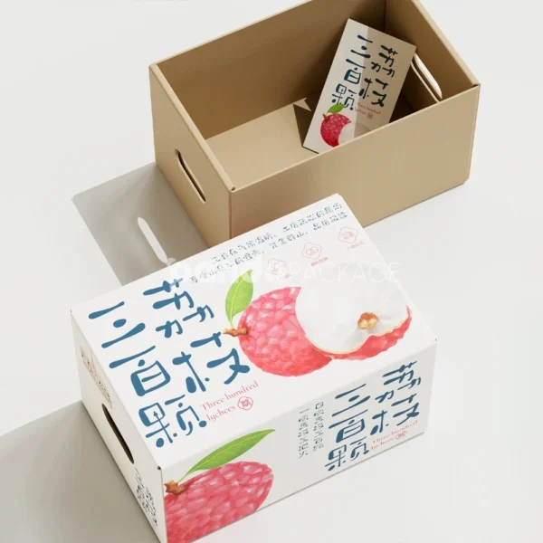 Creative White Fruit Gift Box with Hand-Drawn Pink Guava Illustration