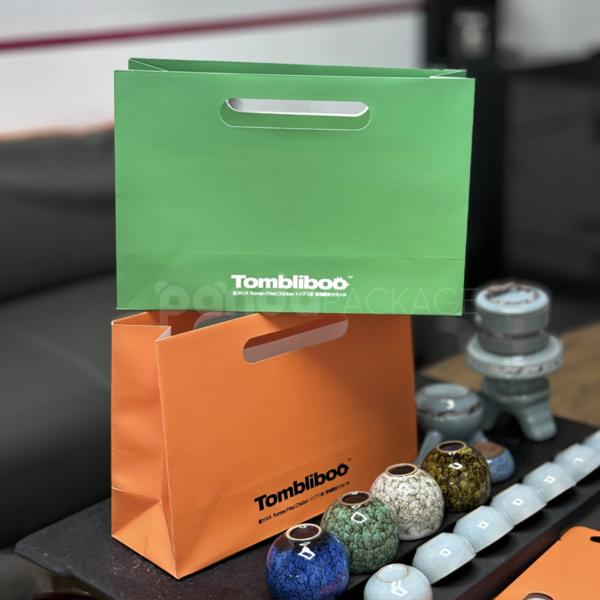 Reusable Die-Cut Handle Paper Bag with Bold Color Blocking