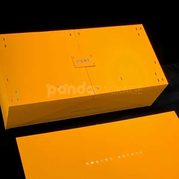 Vibrant Orange Magnetic Gift Box with Tech-Inspired Interior Design