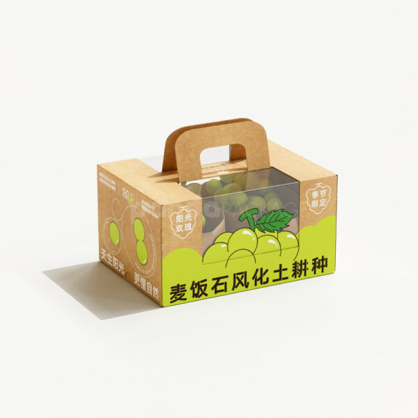Eco-Friendly Kraft Paper Kiwi Fruit Packaging Box with Handle & Window
