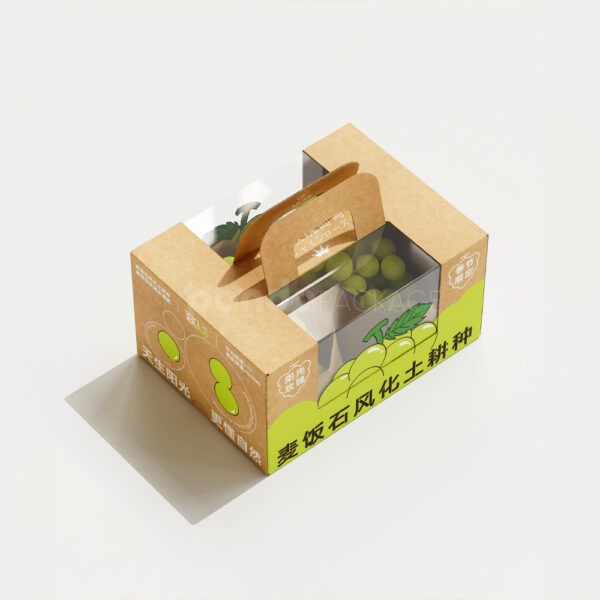 Eco-Friendly Kraft Paper Kiwi Fruit Packaging Box with Handle & Window