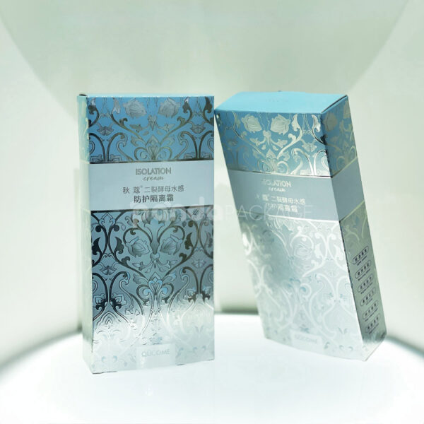 Elegant Blue and Silver Foil Box with Floral Embossing