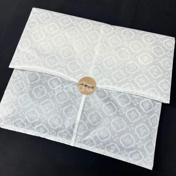 Elegant Patterned White Tissue Envelope with Seal Sticker