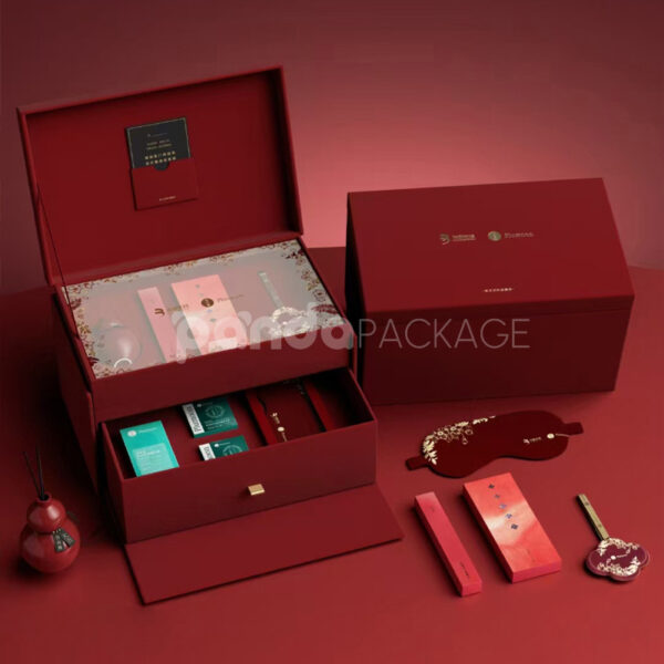 Festive Red Gift Box with Traditional Chinese Flair