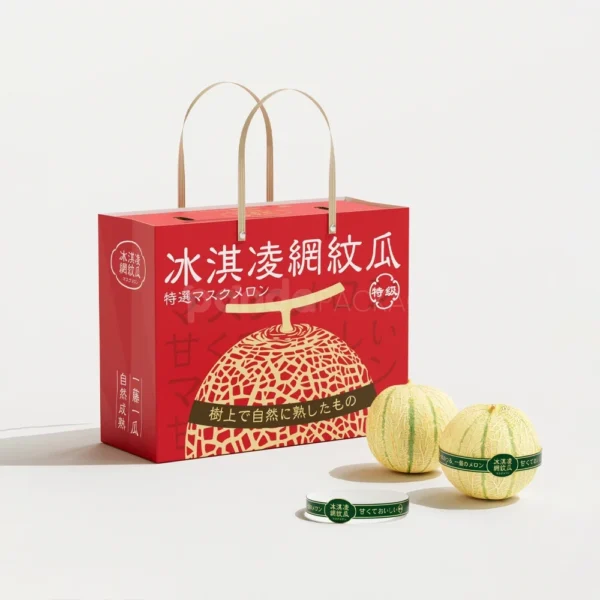 Festive Red Rigid Box for Premium Asian Pear Gift Packaging