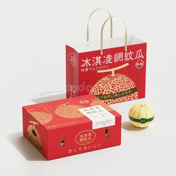 Festive Red Rigid Box for Premium Asian Pear Gift Packaging
