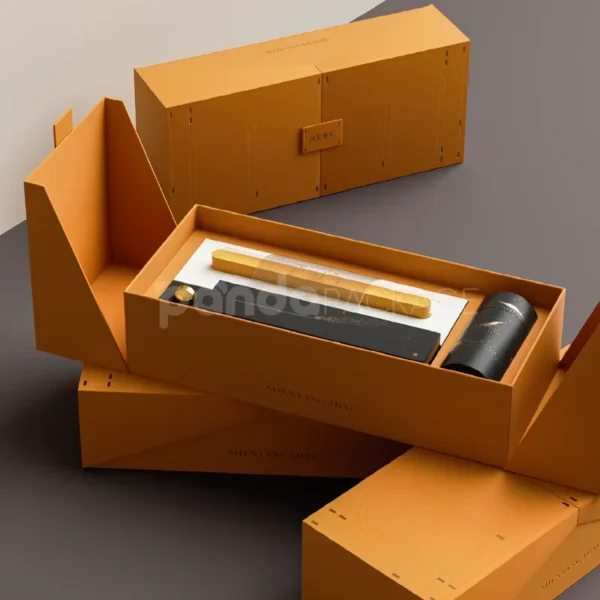 Premium Drawer Gift Box with Magnetic Closure in Amber Yellow