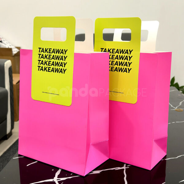 Bold Neon Takeaway Paper Bag with Built-in Handle