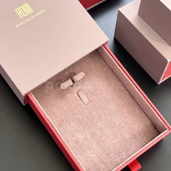 Matte Pink & Gray Jewelry Drawer Box with Velvet Insert