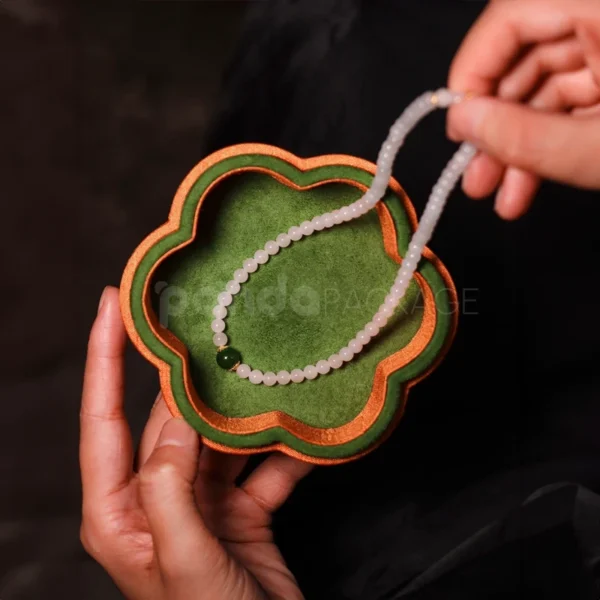 Lotus-Inspired Jewelry Box with Embroidered Velvet Interior