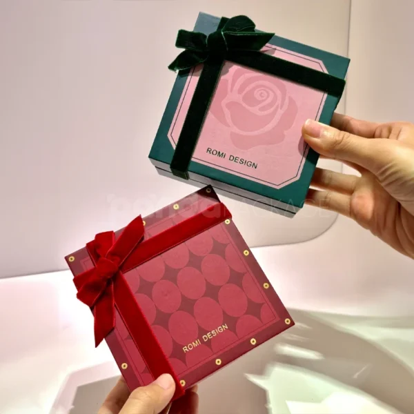 Festive Jewelry Gift Box with Ribbon Accent