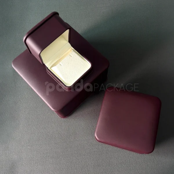 Matte Maroon Leatherette Jewelry Box with Cream Interior