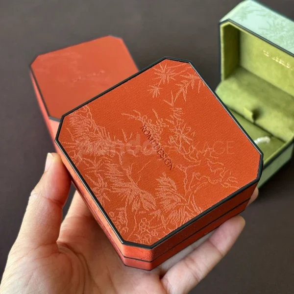 Ornamental Octagonal Jewelry Box with Embossed Floral Motif