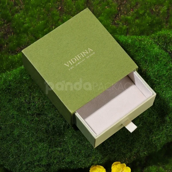 Eco-Friendly Green Jewelry Box Set with Drawer and Pouch