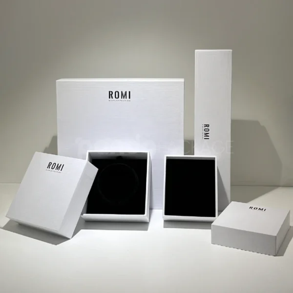 Minimalist White Jewelry Box with Navy Velvet Insert