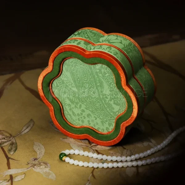 Lotus-Inspired Jewelry Box with Embroidered Velvet Interior