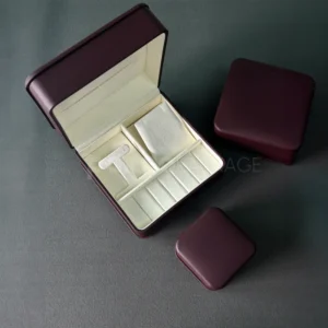 Matte Maroon Leatherette Jewelry Box