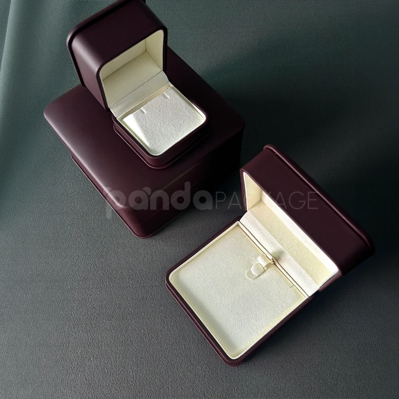 Matte Maroon Leatherette Jewelry Box