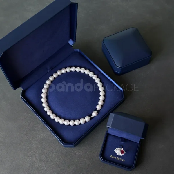 Luxury Jewelry Box in Deep Blue with Velvet Interior