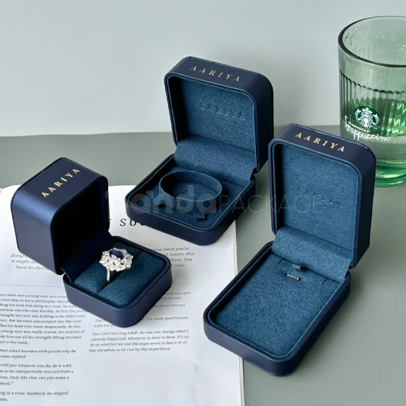 Navy Blue Quilted Leather Jewelry Box