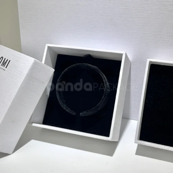 Minimalist White Jewelry Box with Navy Velvet Insert