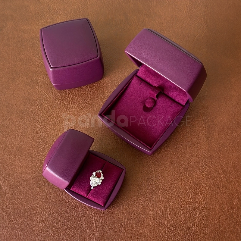 Luxury Earring Box in Plum Red