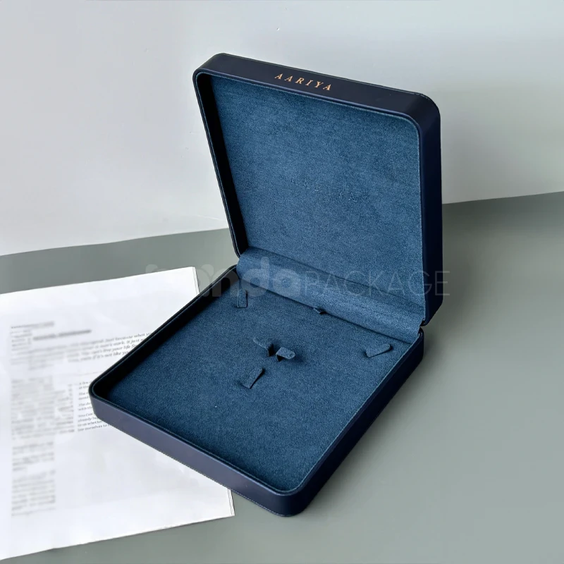 Navy Blue Quilted Leather Jewelry Box