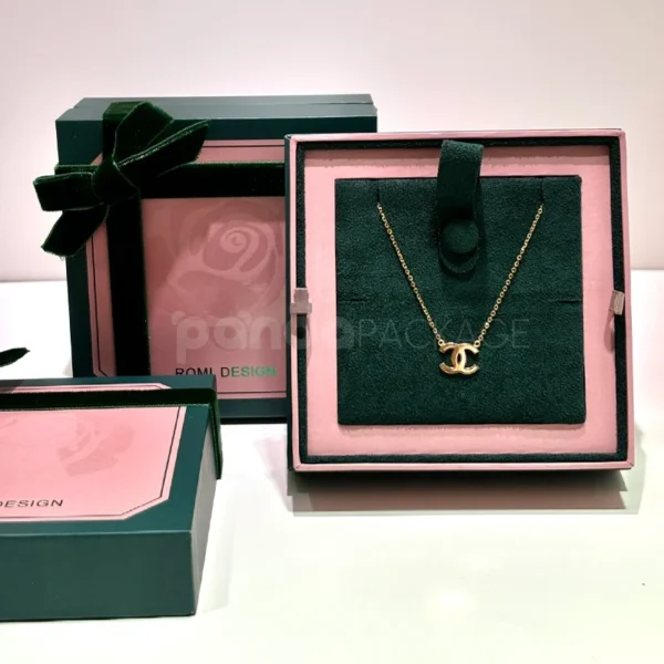 Festive Jewelry Gift Box with Ribbon Accent