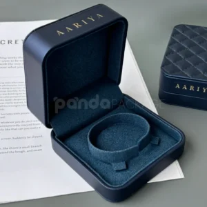 Navy Blue Quilted Leather Jewelry Box