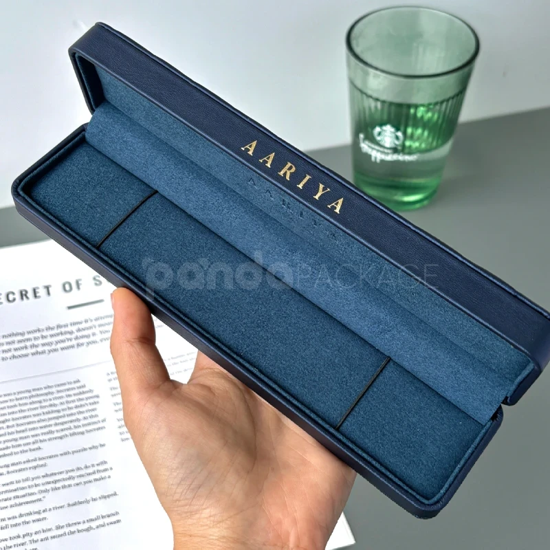 Navy Blue Quilted Leather Jewelry Box