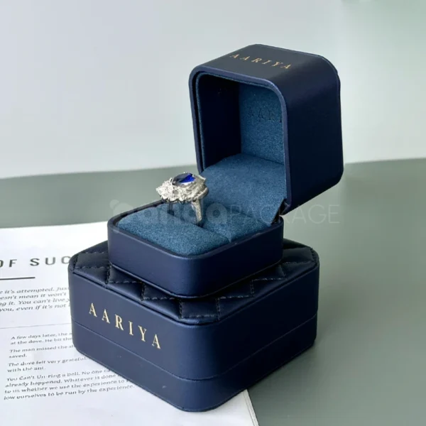 Luxury Navy Blue Quilted Leather Jewelry Box Collection
