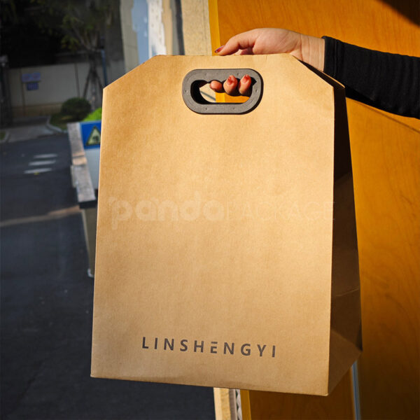 Kraft Paper Bag with Die-Cut Handle and Black EVA Grip