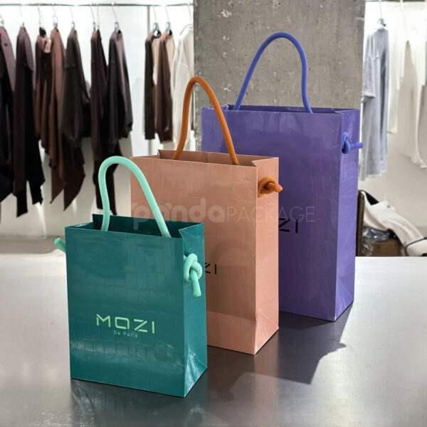 Luxury Laminated Shopping Bag with Glossy Finish and Rope Handle