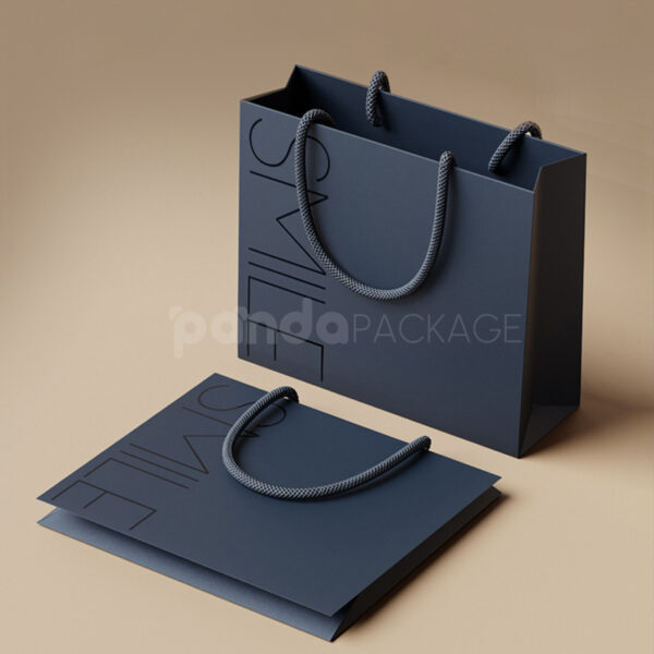 Midnight Blue Embossed Gift Bag with Braided Handle