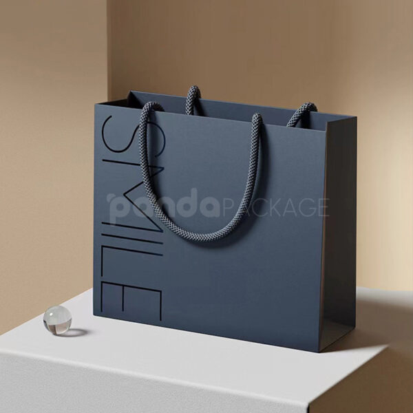 Midnight Blue Embossed Gift Bag with Braided Handle
