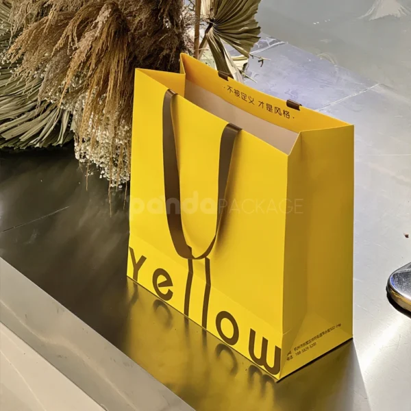 Luxury Yellow Shopping Bag with Wide Ribbon Handles