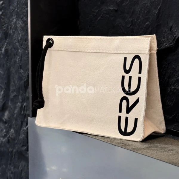 Minimalist Canvas Zipper Pouch with Wrist Strap