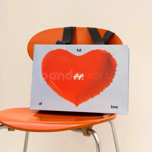 Bold Graphic Gift Bag with Pop Art Heart and Stripe Design