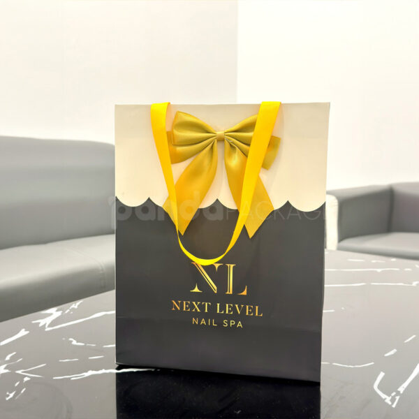 NEXT LEVEL Luxury Paper Bag with Yellow Ribbon Bow