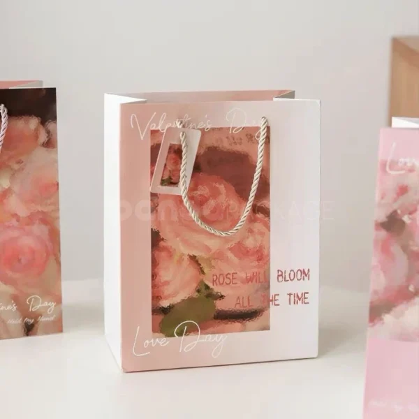 Floral Print Gift Bag with Elegant Rose Design
