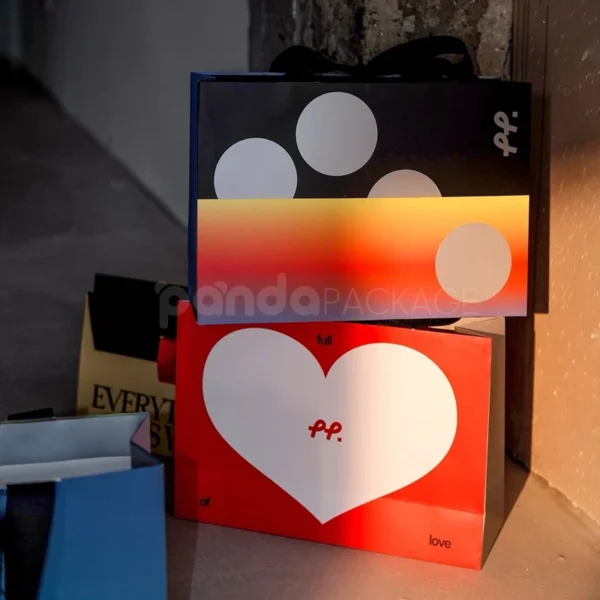 Bold Graphic Gift Bag with Pop Art Heart and Stripe Design