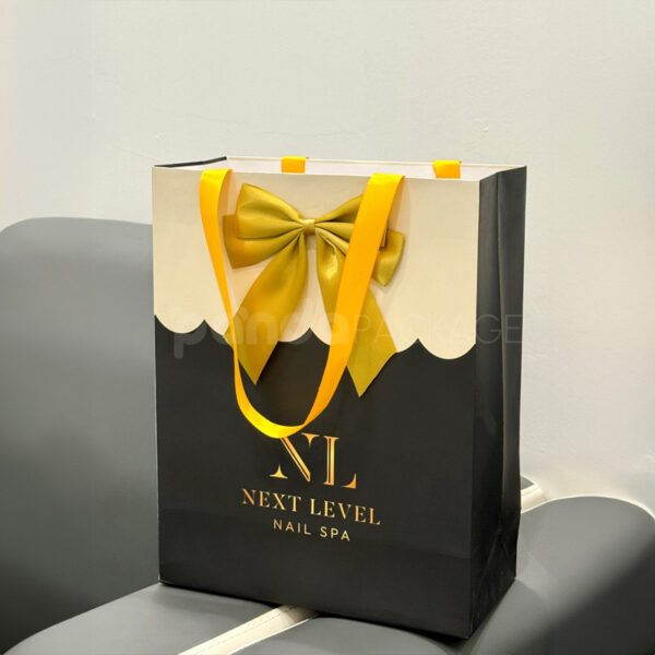 NEXT LEVEL Luxury Paper Bag with Yellow Ribbon Bow