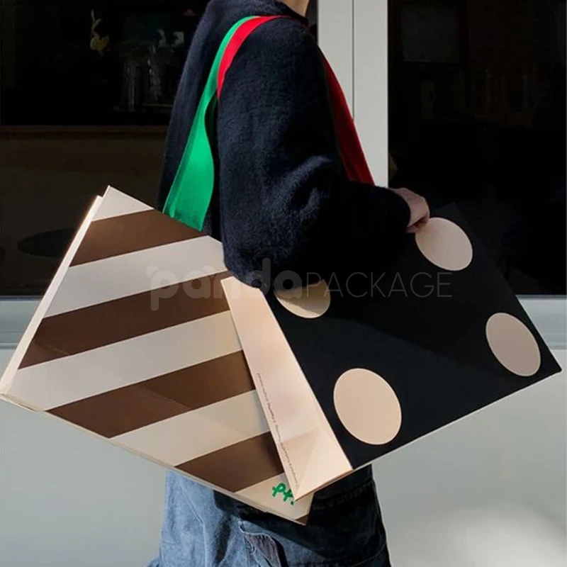 Gift Bag with Pop Art Heart and Stripe Design